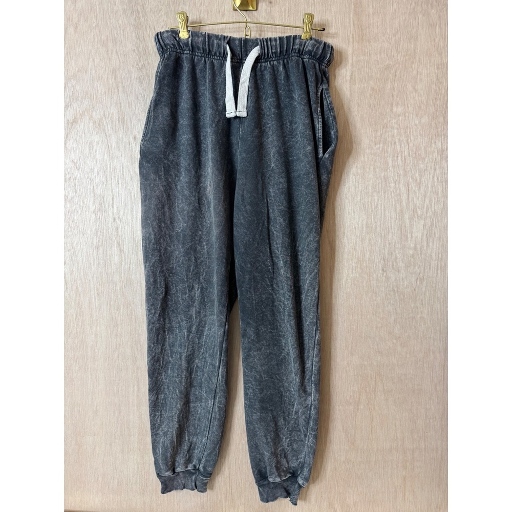 Love Vintage Grey Acid Wash Joggers Drawstring Sweatpants Womens Large Charcoal